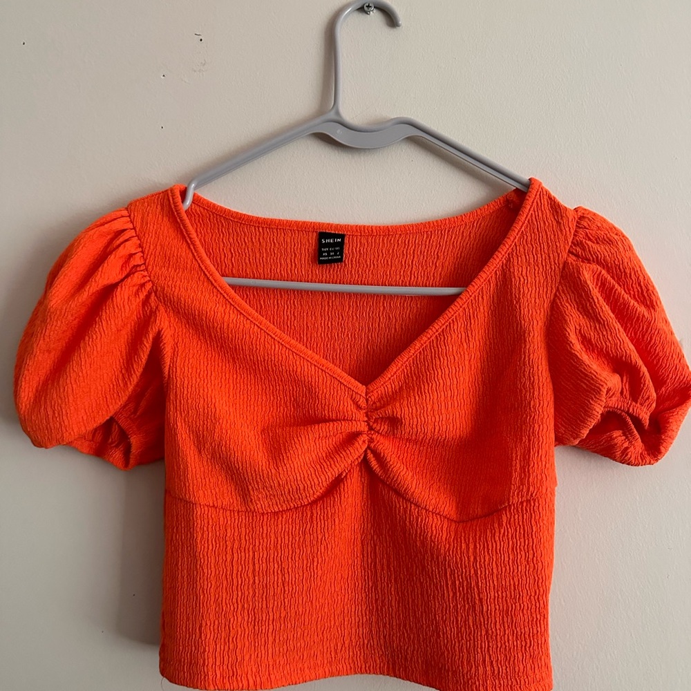 Vibrant Orange Puff Sleeve Top